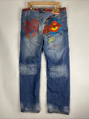 VTG Akademiks Jeans Mens 40 Blue Baggy Rare Grail Jnco Style Y2K Ripped